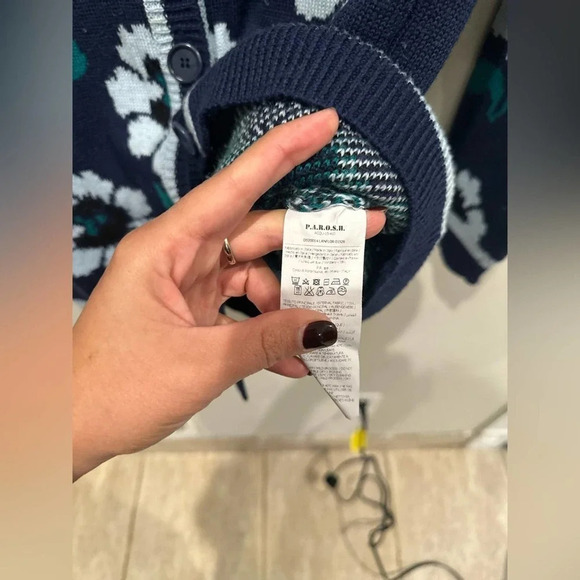 p.a.r.o.s.h‎ Navy Wool Sweater Cardigan  w/  Flowers. Size Small A0040 - Picture 2 of 10